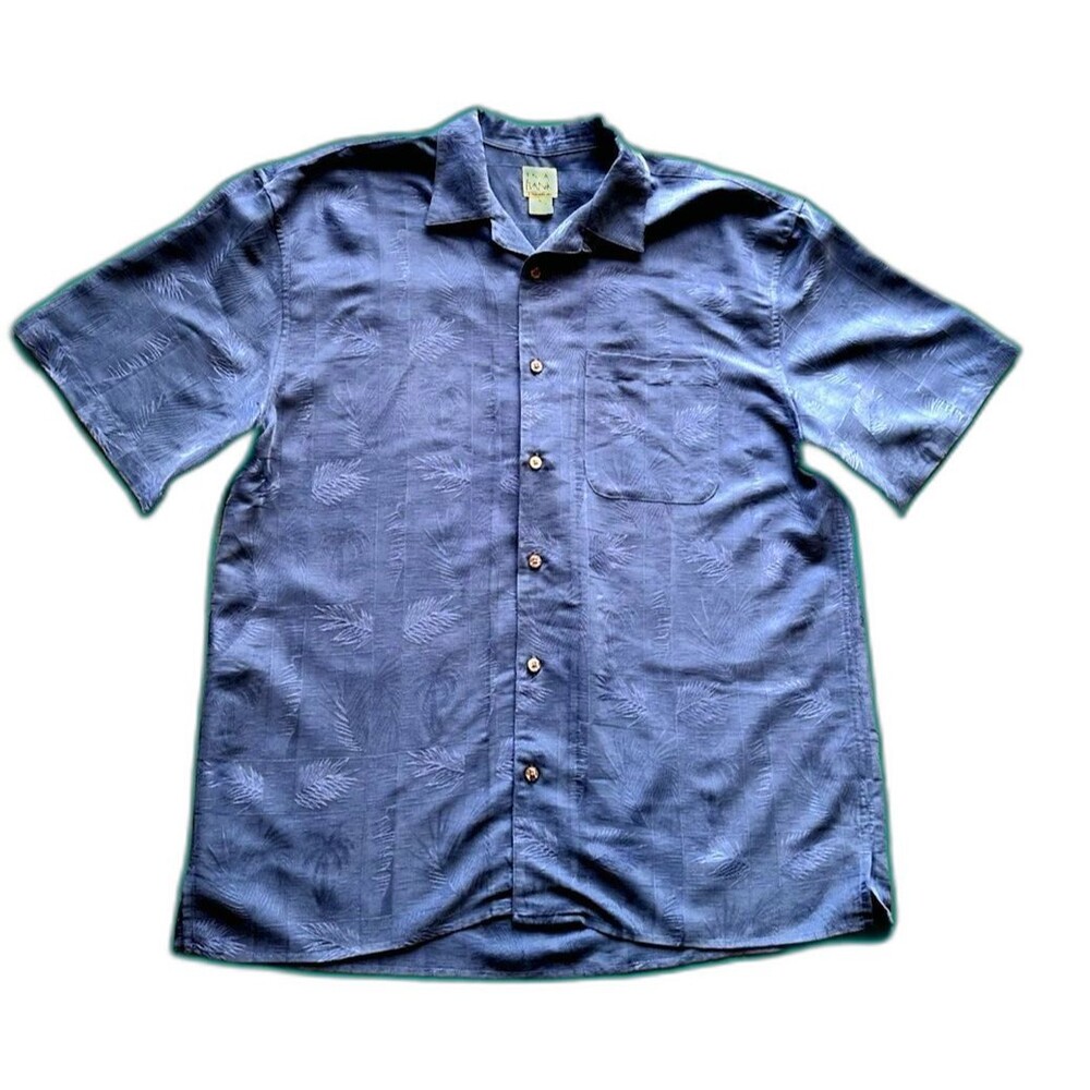 JOS. A. BANK Men's shirt short sleeve floral Hawaiian Blue XL beachy vacation
